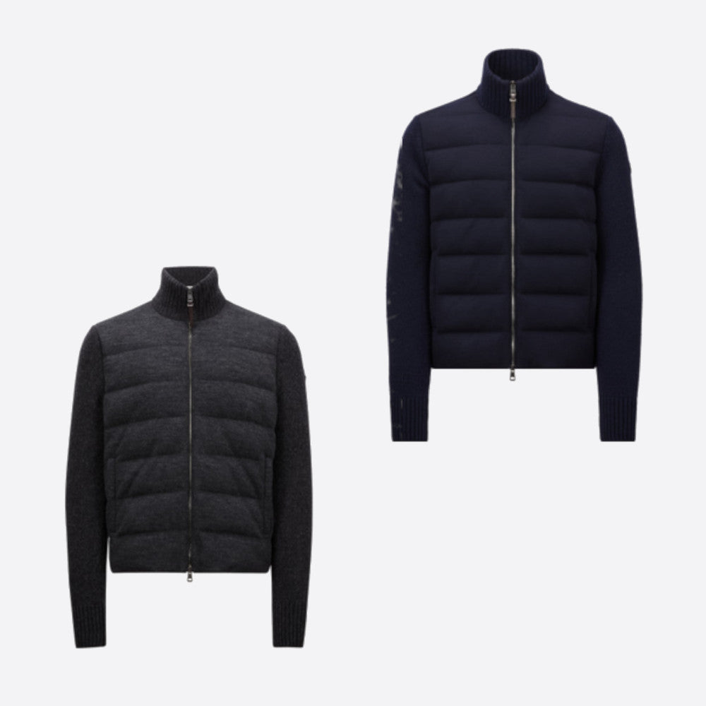 MONCLER Wool & Cashmere Padded Zip-Up Cardigan MONCLER Wool & Cashmere Padded Zip-Up Cardigan
