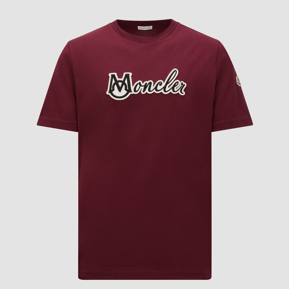 MONCLER EMBROIDERED VARSITY LOGO COTTON T-SHIRT