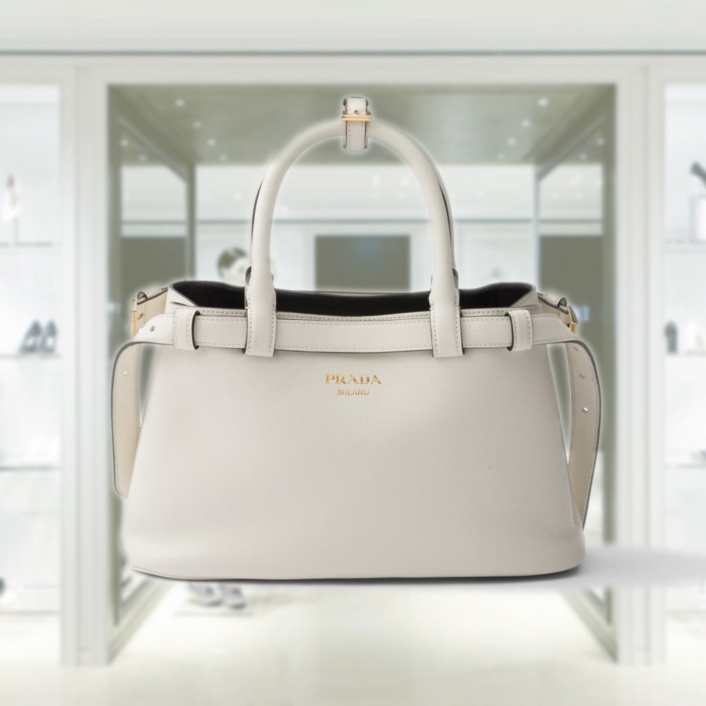 PRADA Prada Buckle small leather handbag with double belt PRADA Prada Buckle small leather handbag with double belt