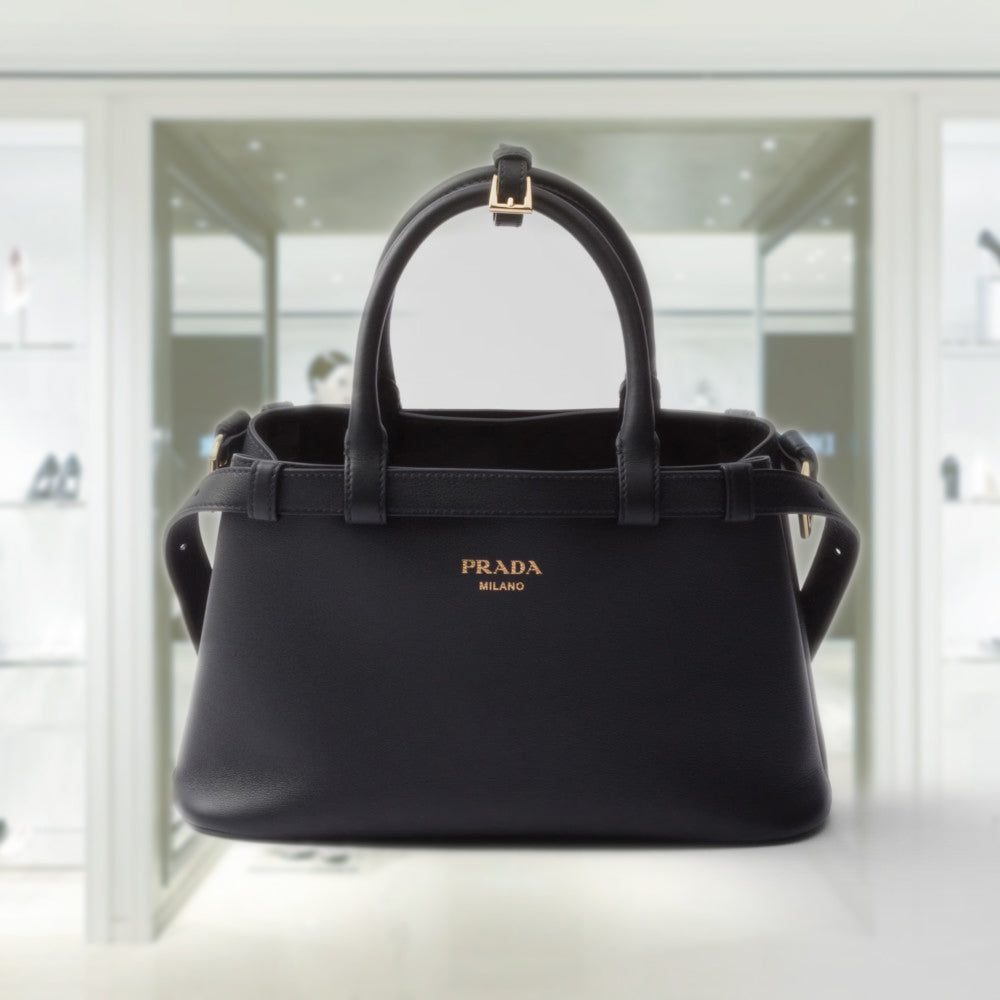 PRADA Prada Buckle small leather handbag with double belt