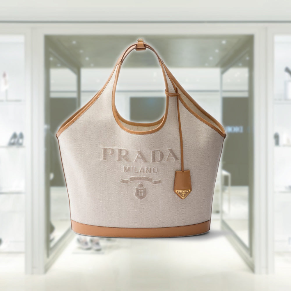 トートバッグ PRADA 1BG464_2CX9_F0018 SMALL LINEN BLEND BAG+STRAP Natural Prada Jardinière small linen blend handbag | PRADA
