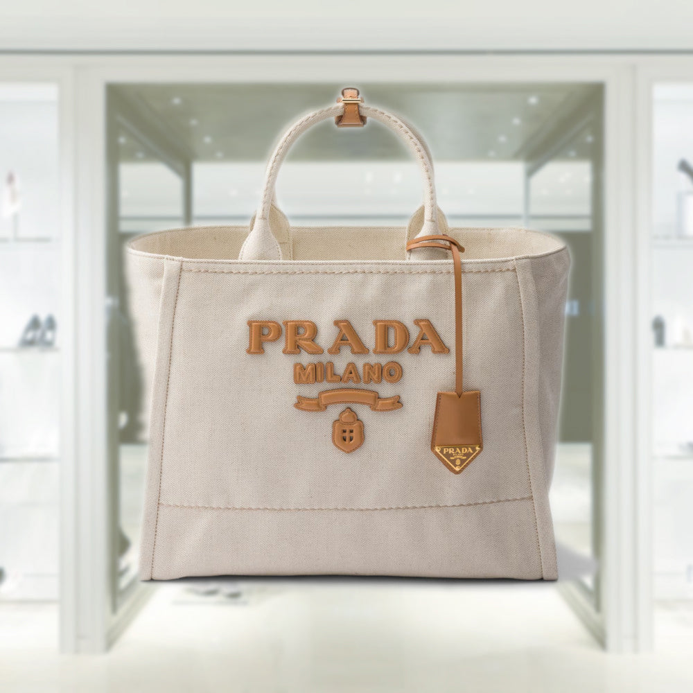 トートバッグ PRADA LARGE LINEN BLAND TOTE PRADA Large linen blend tote bag 1BG473_2DLI_F0018_V_OHO
