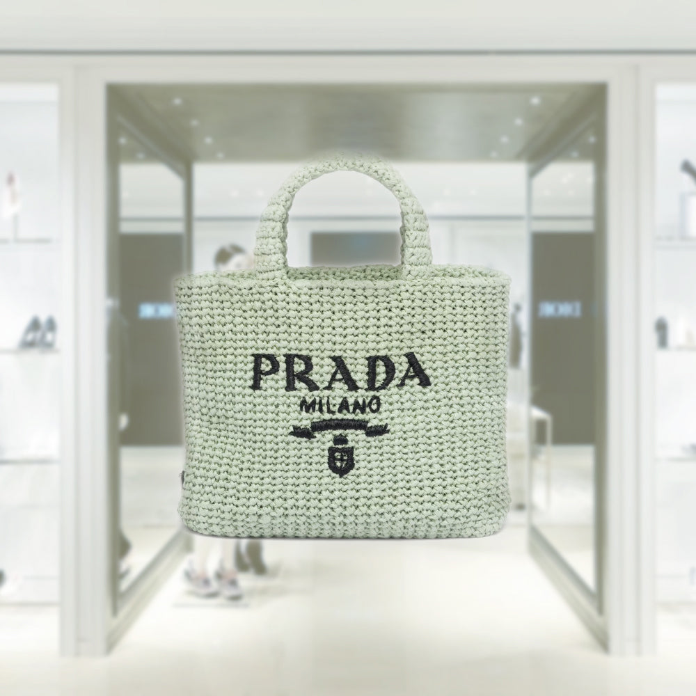 トートバッグ PRADA | Small raffia tote 1BG444_2A2T_F0018_V_OOO Prada - Raffia mini tote bag black - The Corner