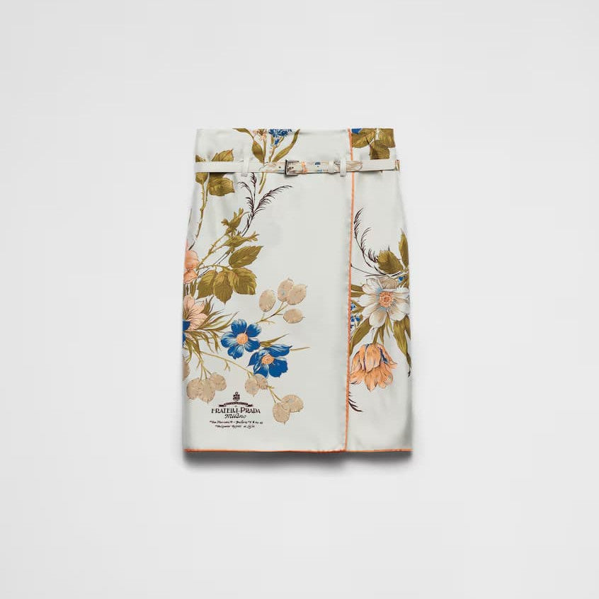 【関税＆送料込み】Prada Silk Twill Printed Skirt Prada Silk Print Skirt