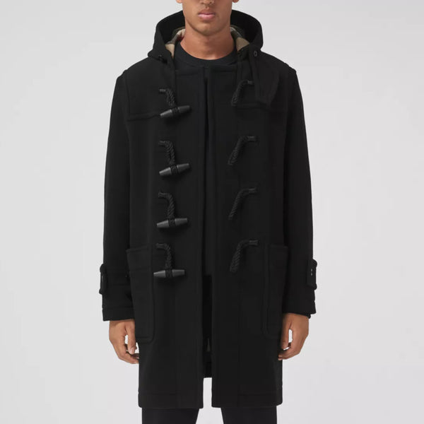 Exaggerated Check-lined Technical Wool Duffle Coat