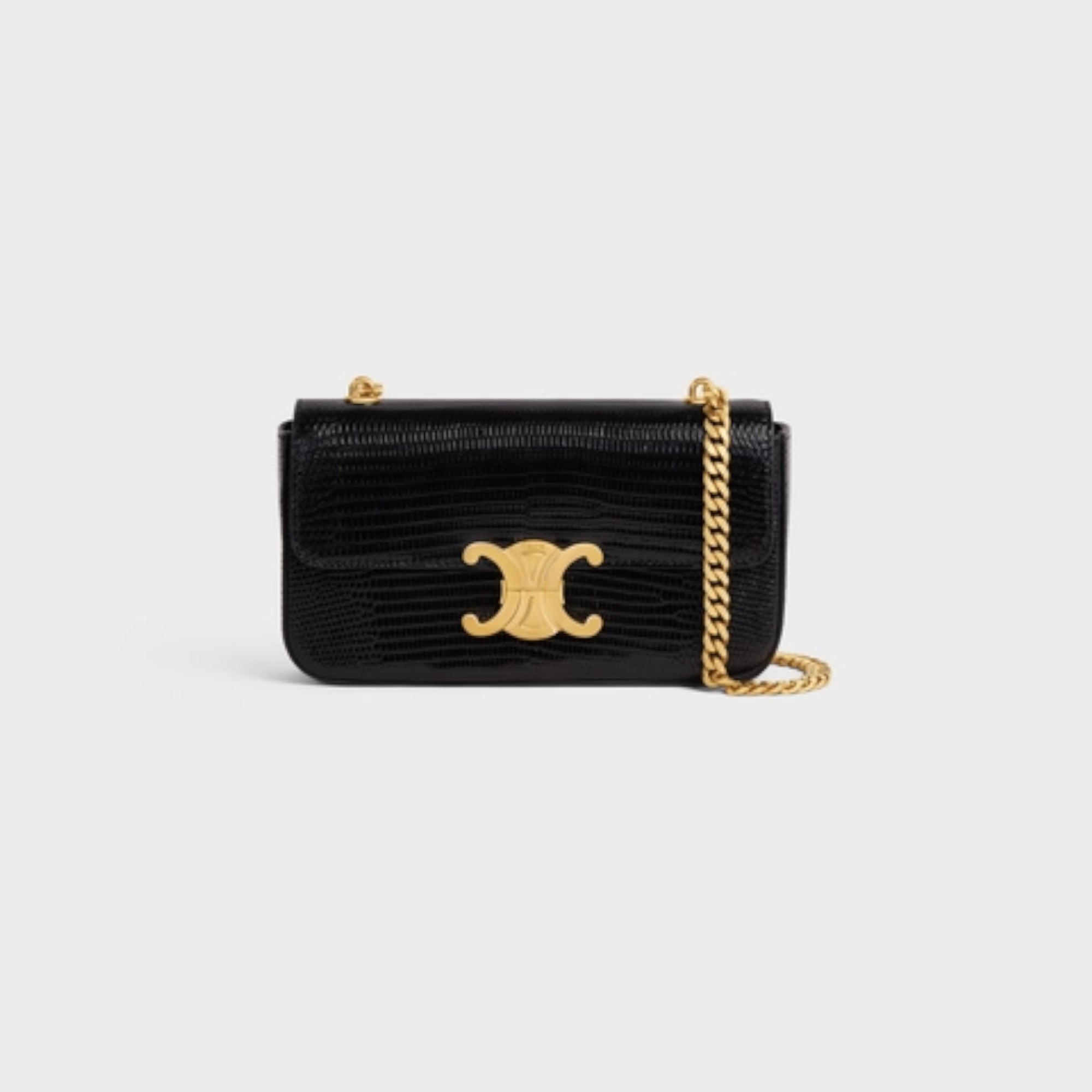 SMALL WALLET TRIOMPHE IN LIZARD - BLACK