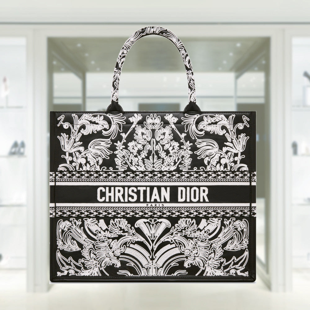 【エレガントなラテホワイト☆】Dior Book Tote スモール ブックトート バッグ スモール ラテホワイト 白[M1325CZDL_M01E