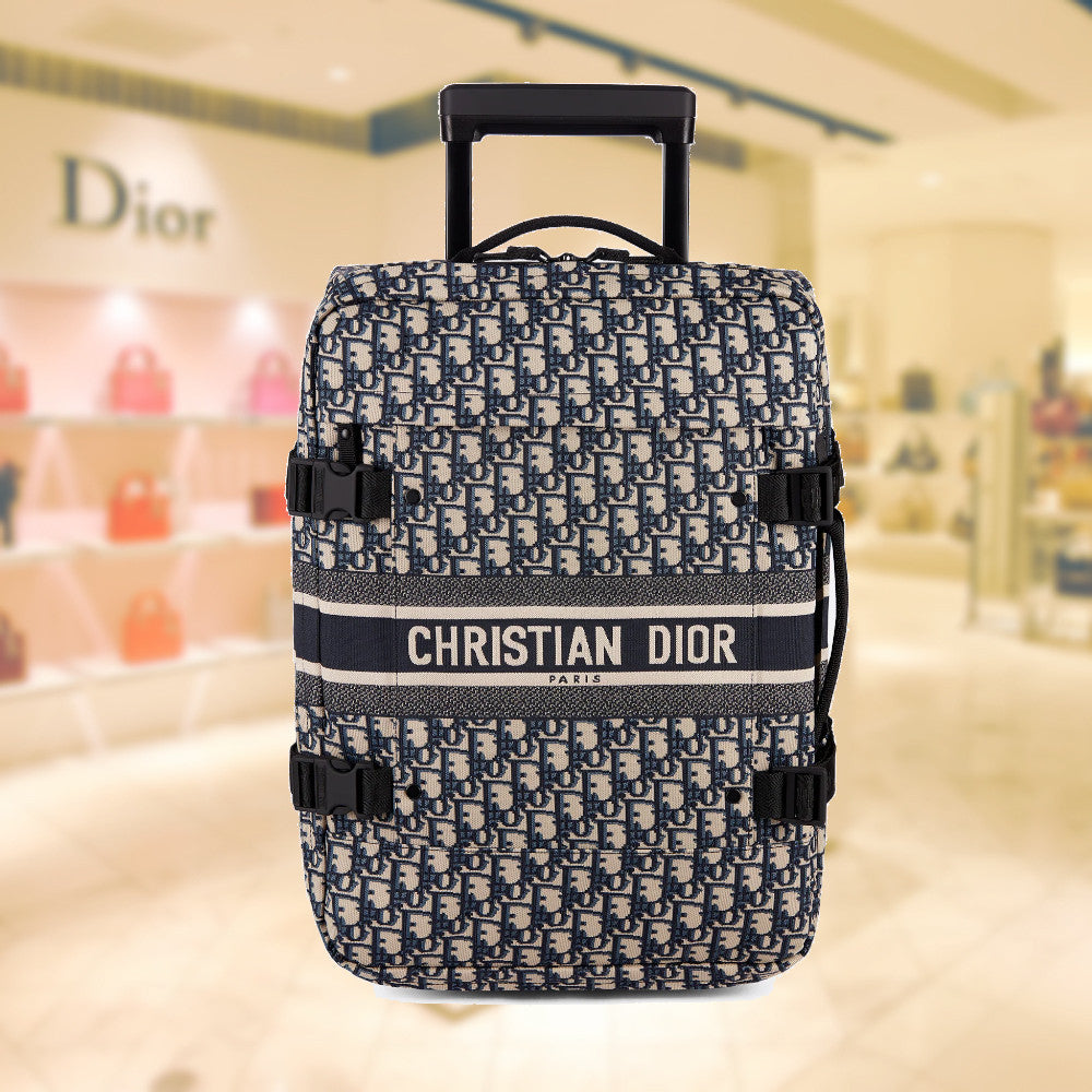 Christian Dior Small Oblique DiorTravel Suitcase - Blue Luggage