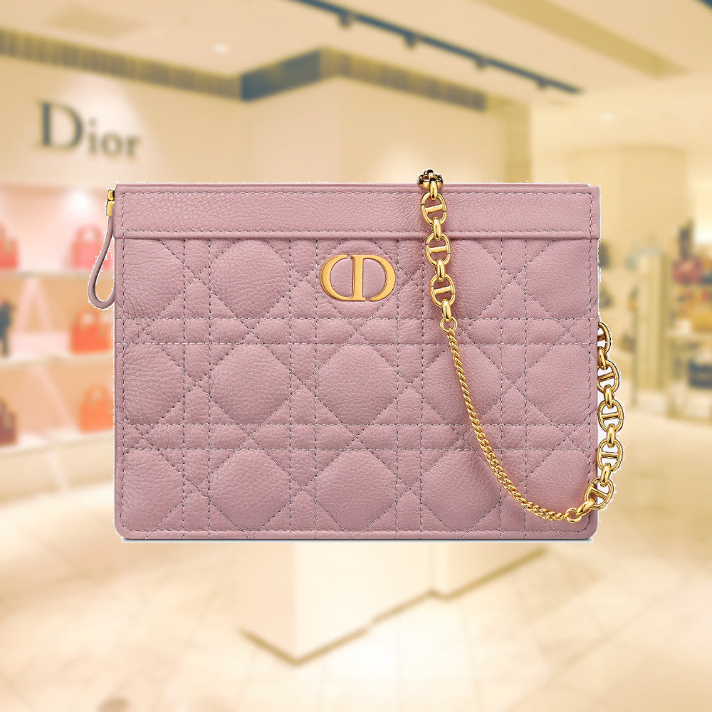 Dior DIOR CARO ZIPPED POUCH WITH CHAIN S5106UWHC_M77P