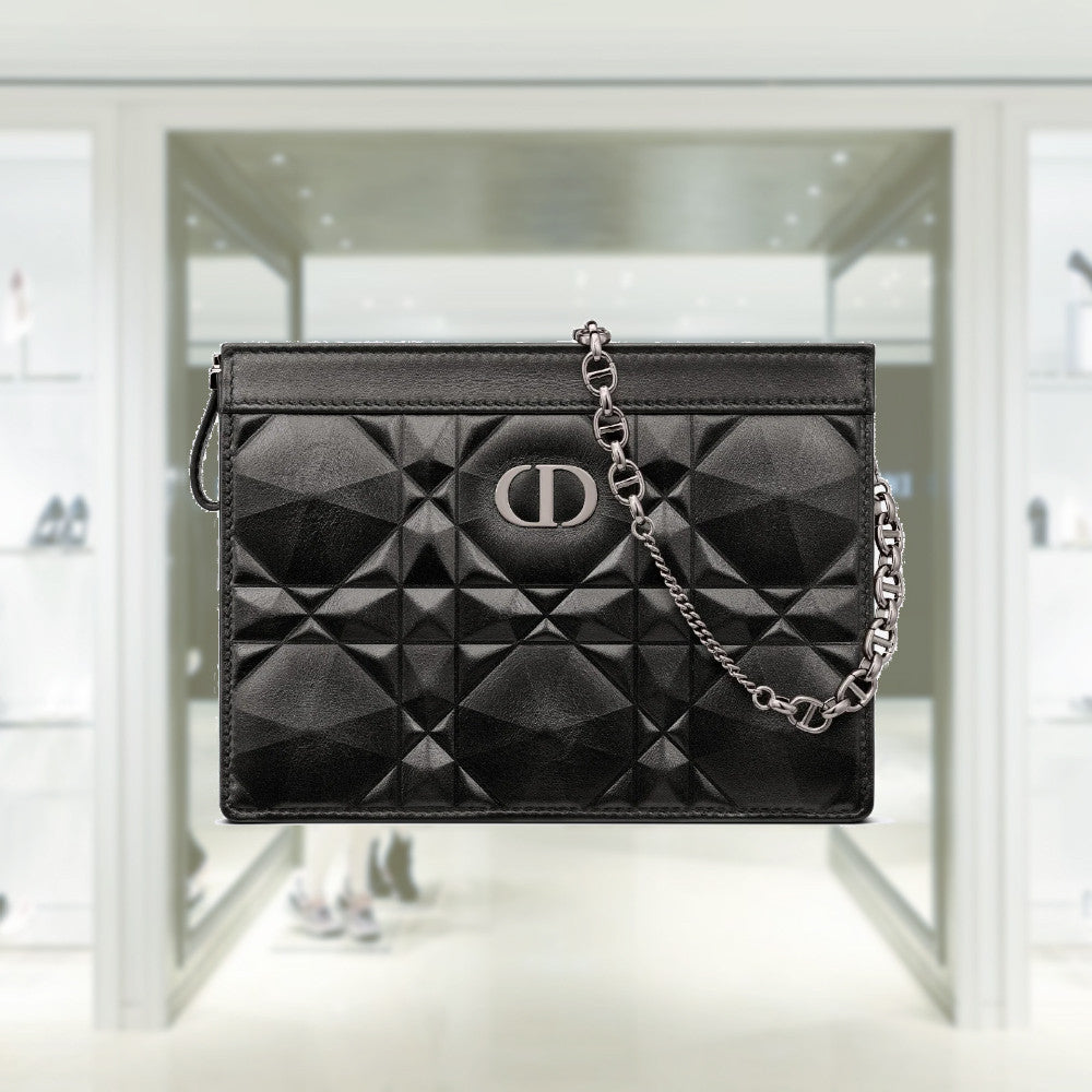 Shop Christian Dior DIOR CARO DIOR CARO ZIPPED POUCH WITH CHAIN  (S5106UWHC_M49P, S5106UWHC_M81B, S5106UWHC_M900, S5106UWHC_M116,  S5106UWHC_M41G) by Floja