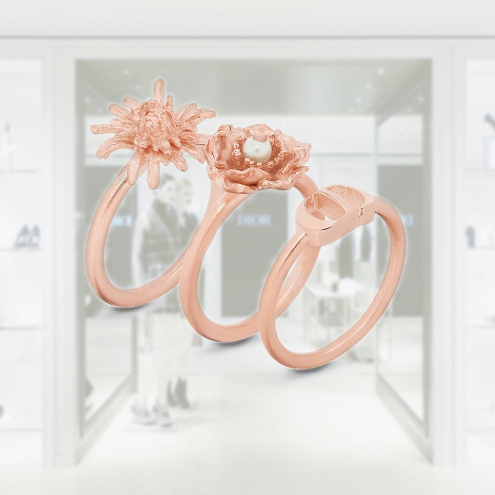 Dior Diamond Flower Ring Rose Dior Bagatelle Diamond Ring In White