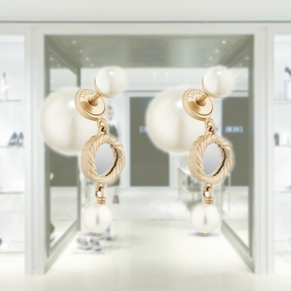 Rank A ｜ Dior CD Rhinestone Necklace Earring Set ｜24080803