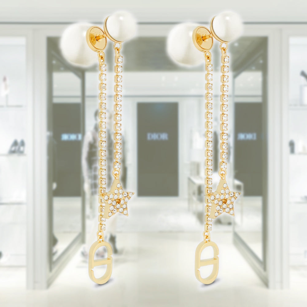 Dior Tribales Earrings Gold-Finish White Resin Pearls