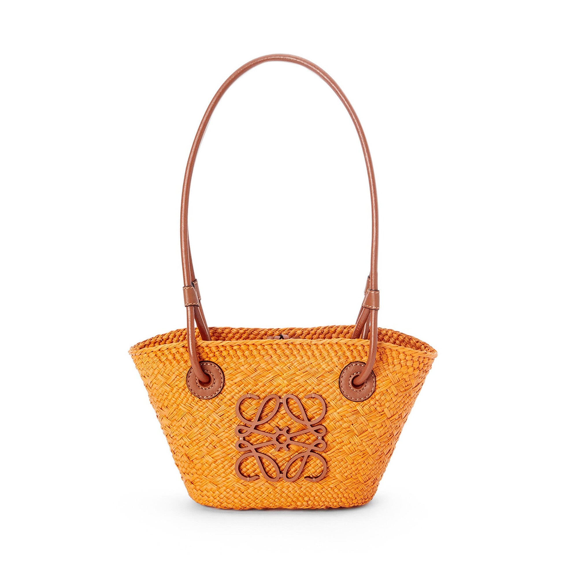 LOEWE Mini Anagram Basket bag in iraca palm and calfskin
