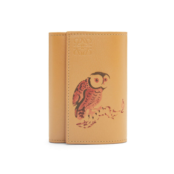 Owl small vertical wallet in classic calfskin