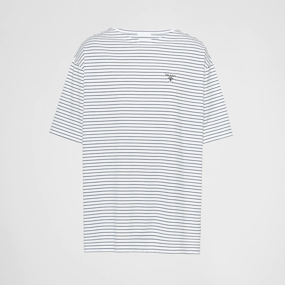 ◆PRADA 23AW◆ストライプ クラシック Tシャツ /White Navy◆ PRADA Oversized striped cotton T-shirt – BORDER-GARA