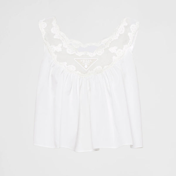 Lace and poplin top