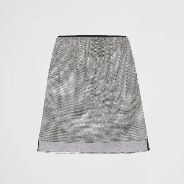 Chiffon mini skirt with micro studs