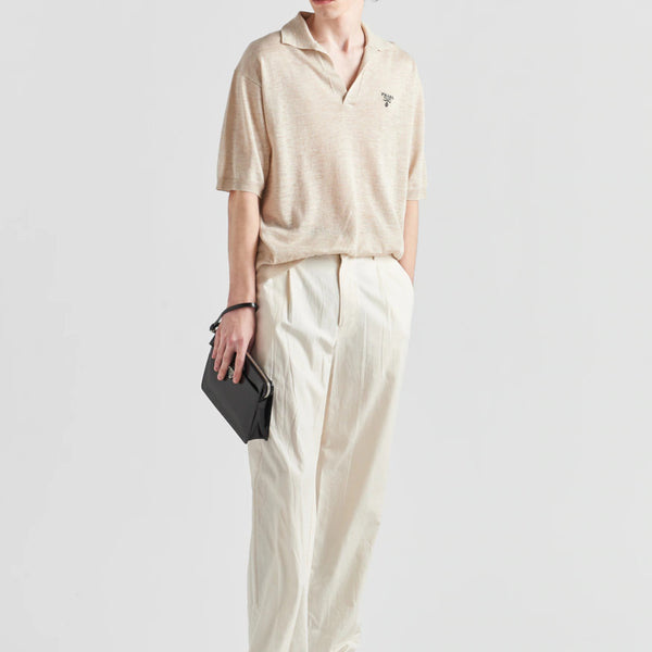 Silk and linen polo shirt