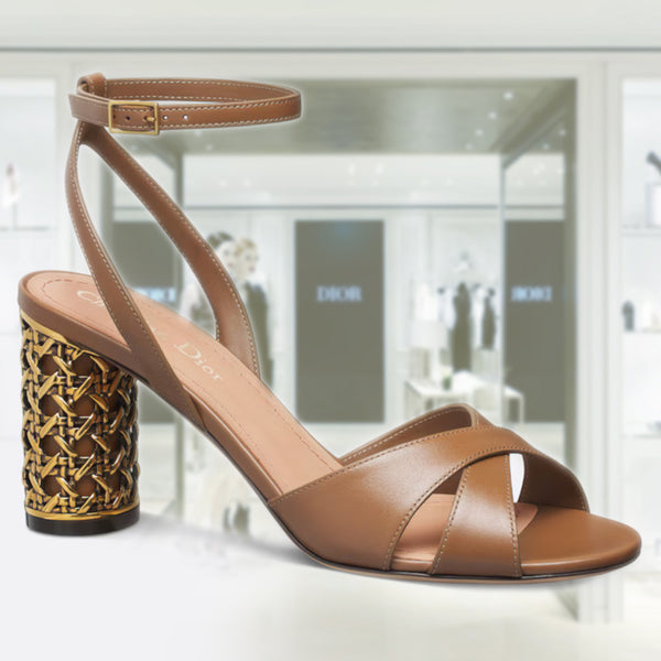 Dior Or Adiorable Heeled Mule Silver-Tone Cotton Embroidered