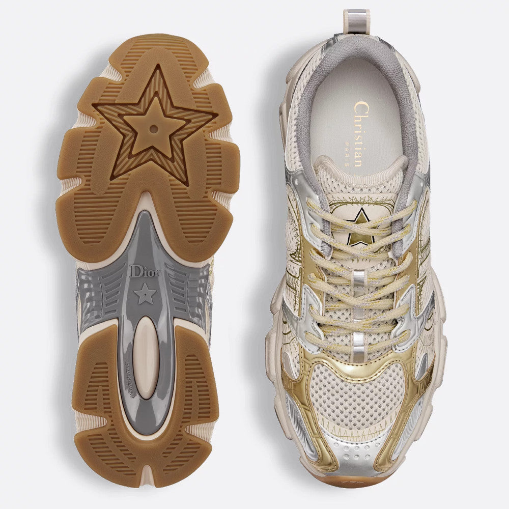 6万取引突破★UPS速達便！【DIOR】KCK414TXX_CHRONO スニーカー Dior Chrono Sneaker White Mesh with Nude and Silver-Tone