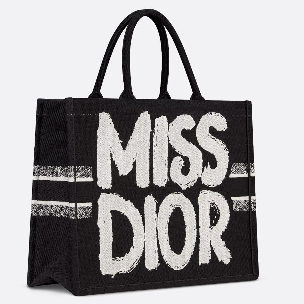 MISS DIOR BOOK TOTE ミディアム ブラック x ホワイト Dior Large Dior Book Tote M1286ZEZD_M993 – BORDER-GARA