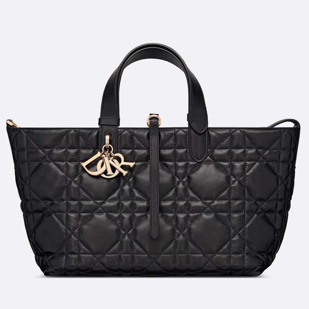 Medium Dior Toujours Bag Black Graphic Cannage Calfskin | DIOR