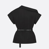 Asymmetric Short-Sleeved Jacket with Belt
