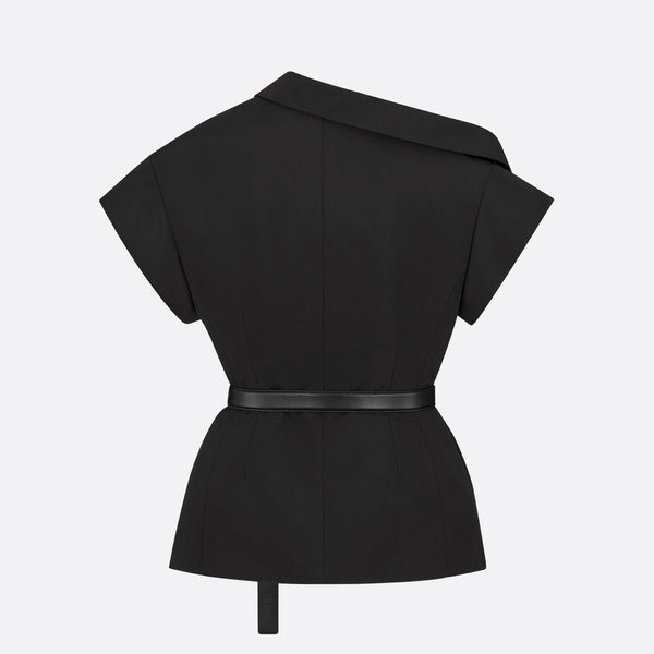 Asymmetric Short-Sleeved Jacket with Belt