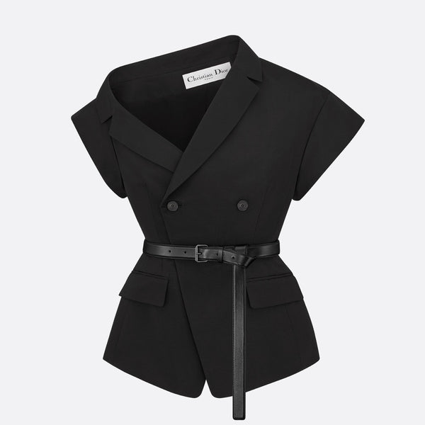 Asymmetric Short-Sleeved Jacket with Belt