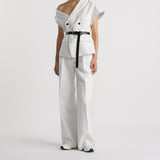 Asymmetric Short-Sleeved Jacket with Belt