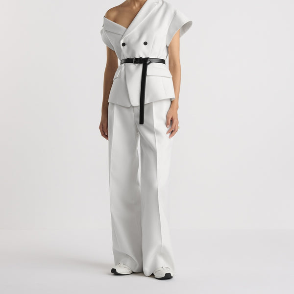 Asymmetric Short-Sleeved Jacket with Belt