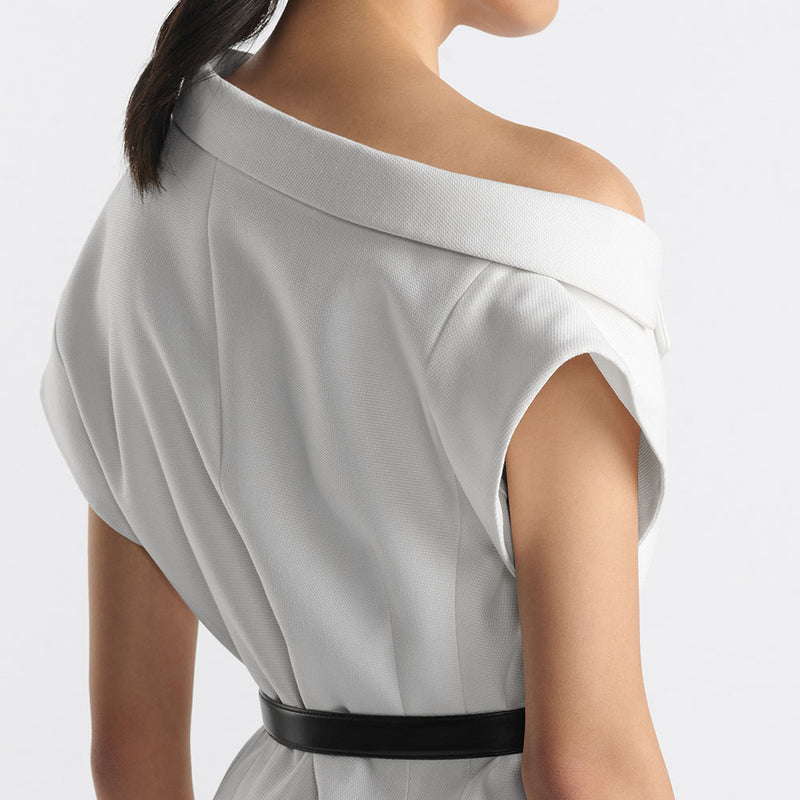 Asymmetric Short-Sleeved Jacket with Belt