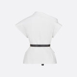 Asymmetric Short-Sleeved Jacket with Belt