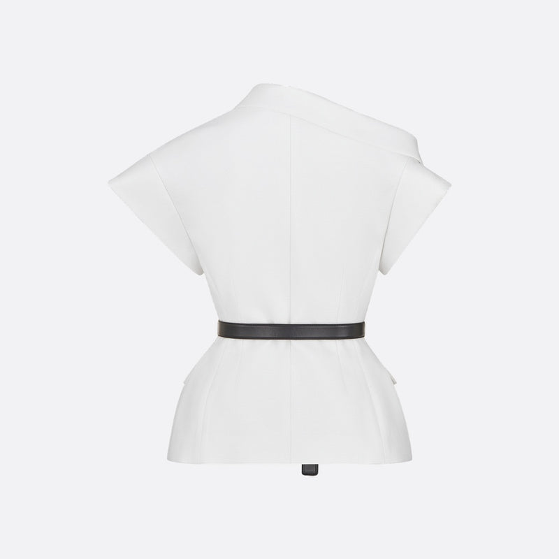 Asymmetric Short-Sleeved Jacket with Belt