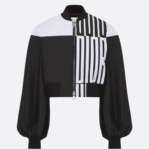 Cropped Bomber Jacket with Bishop Sleeves