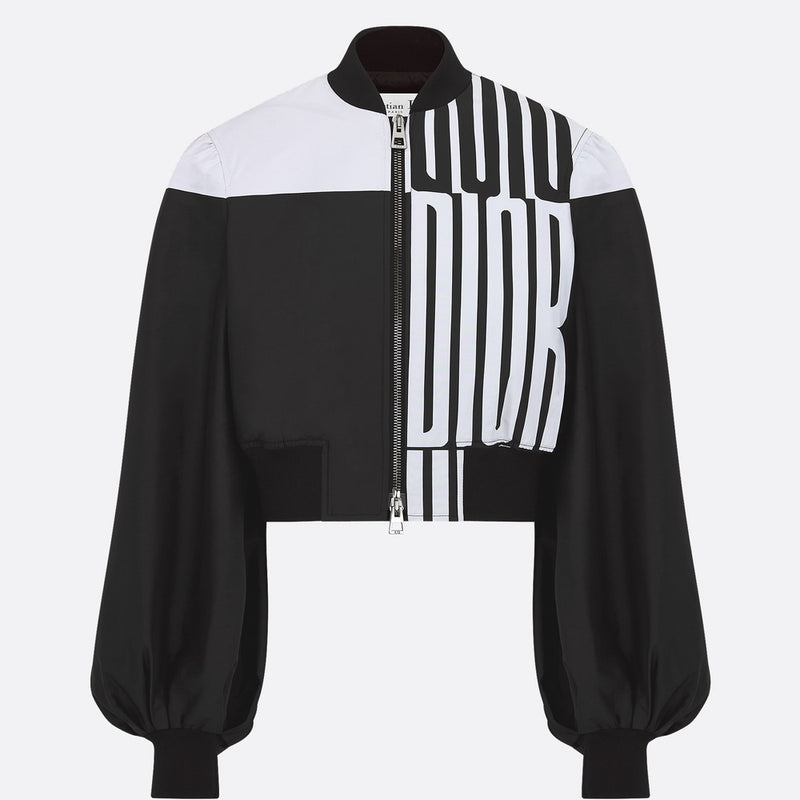 Cropped Bomber Jacket with Bishop Sleeves