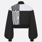 Cropped Bomber Jacket with Bishop Sleeves