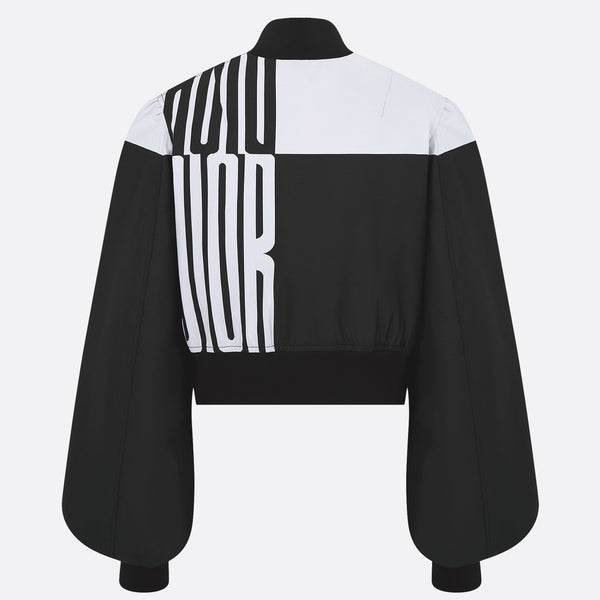 Cropped Bomber Jacket with Bishop Sleeves