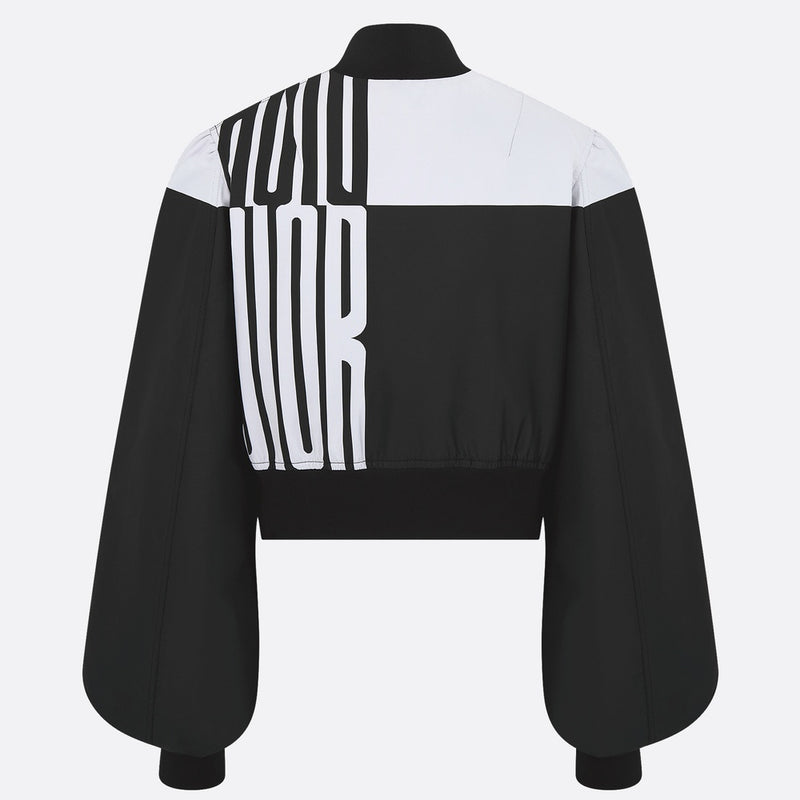 Cropped Bomber Jacket with Bishop Sleeves