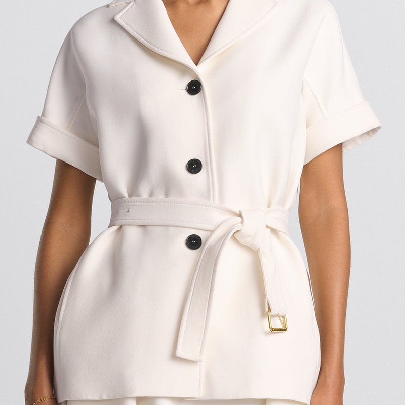 Short-Sleeved Belted Jacket