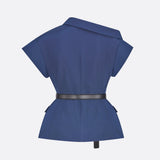 Asymmetric Short-Sleeved Jacket with Belt
