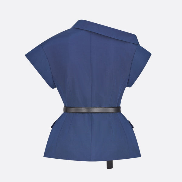 Asymmetric Short-Sleeved Jacket with Belt