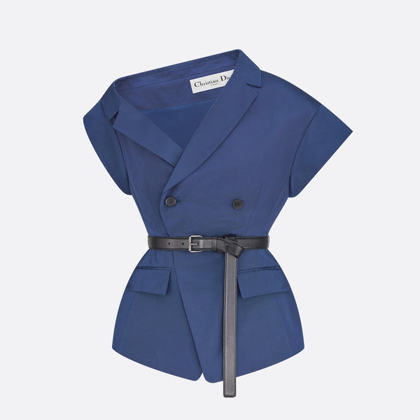 Asymmetric Short-Sleeved Jacket with Belt