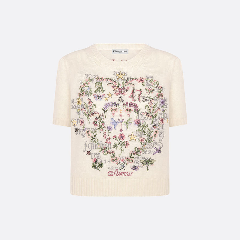 Dioramour Short-Sleeved Embroidered Sweater