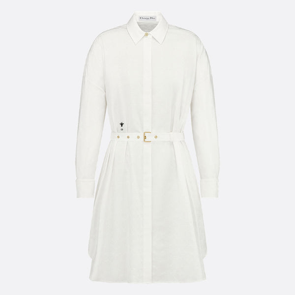 Belted Macrocannage Shirtdress