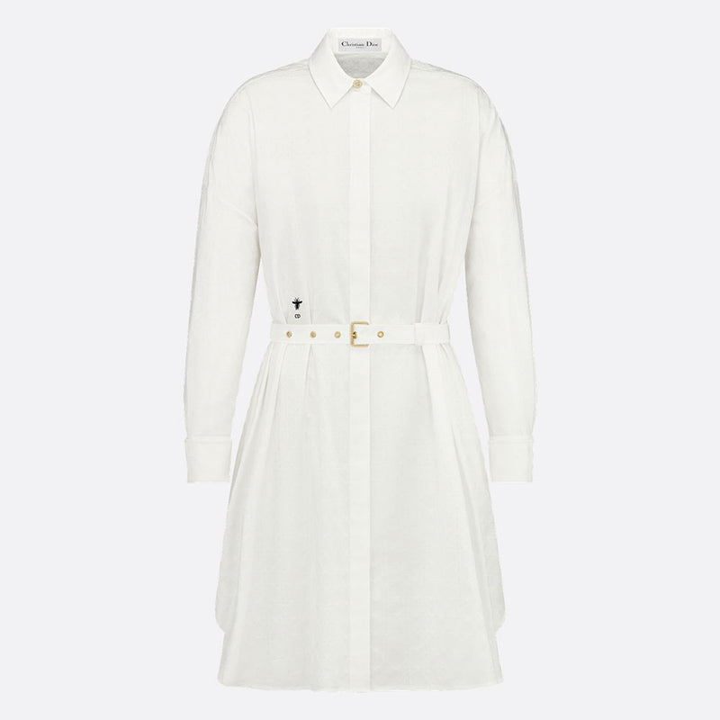 Belted Macrocannage Shirtdress