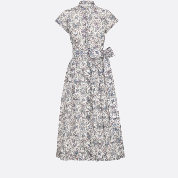 Mid-Length Dress with Tied Belt