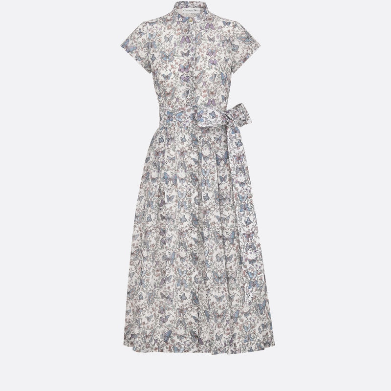 Mid-Length Dress with Tied Belt