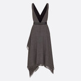 Mid-Length Draped Dress with Belt